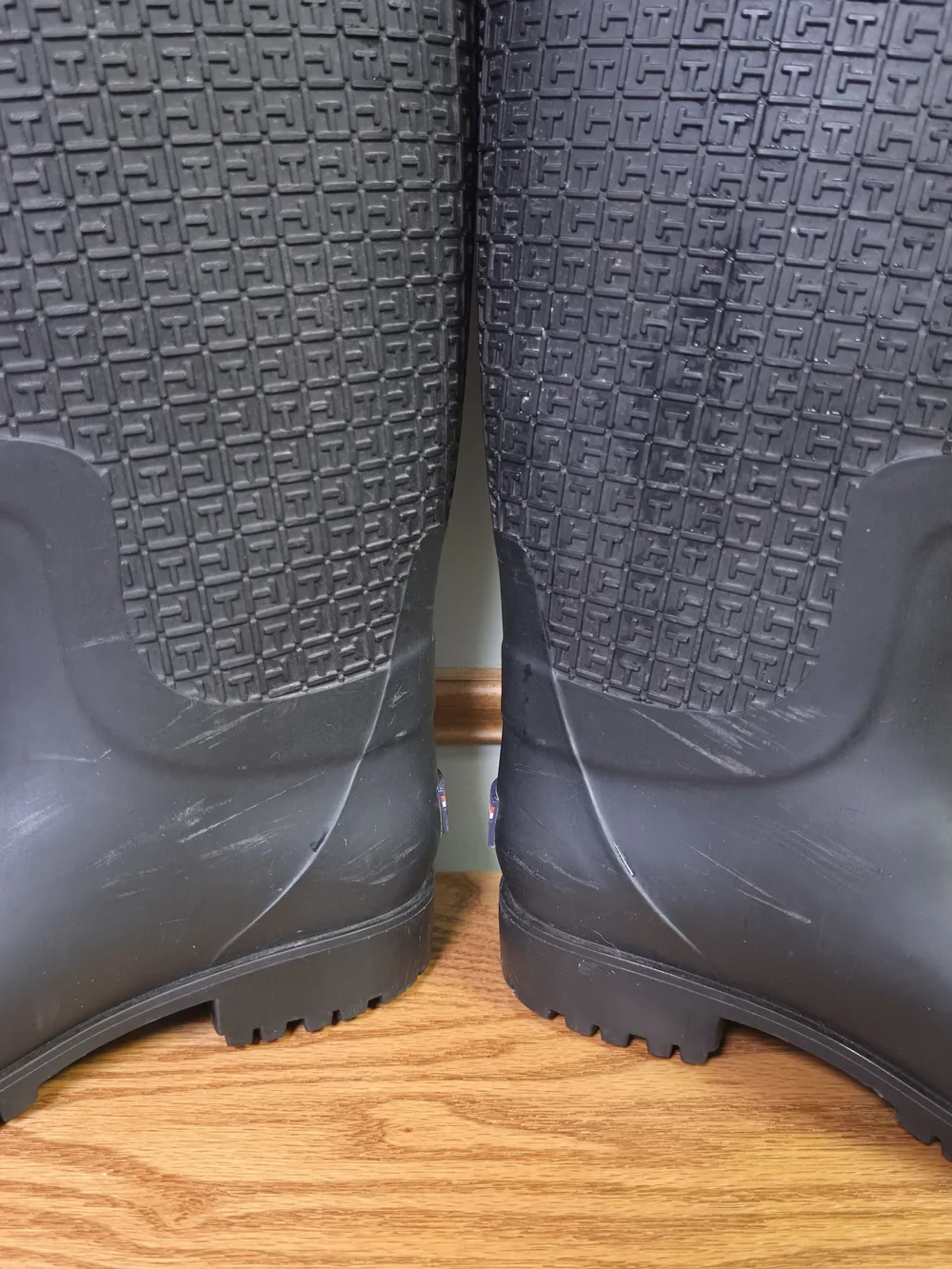 Tommy Hilfiger Black Logo Rain Boots - Women's Tall Waterproof Boots